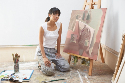 Artist with Mabef easel